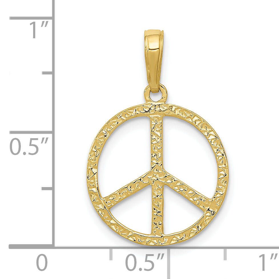 10k Textured Peace Sign Pendant-10C3053