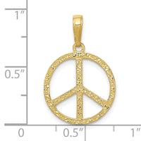 10k Textured Peace Sign Pendant-10C3053