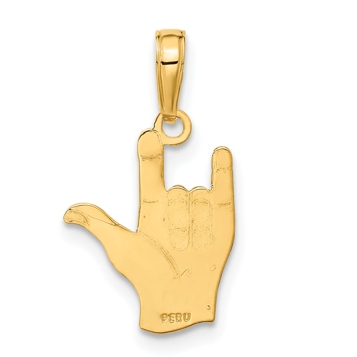 10K I Love You Hand/ Sign Language Pendant-10C3055