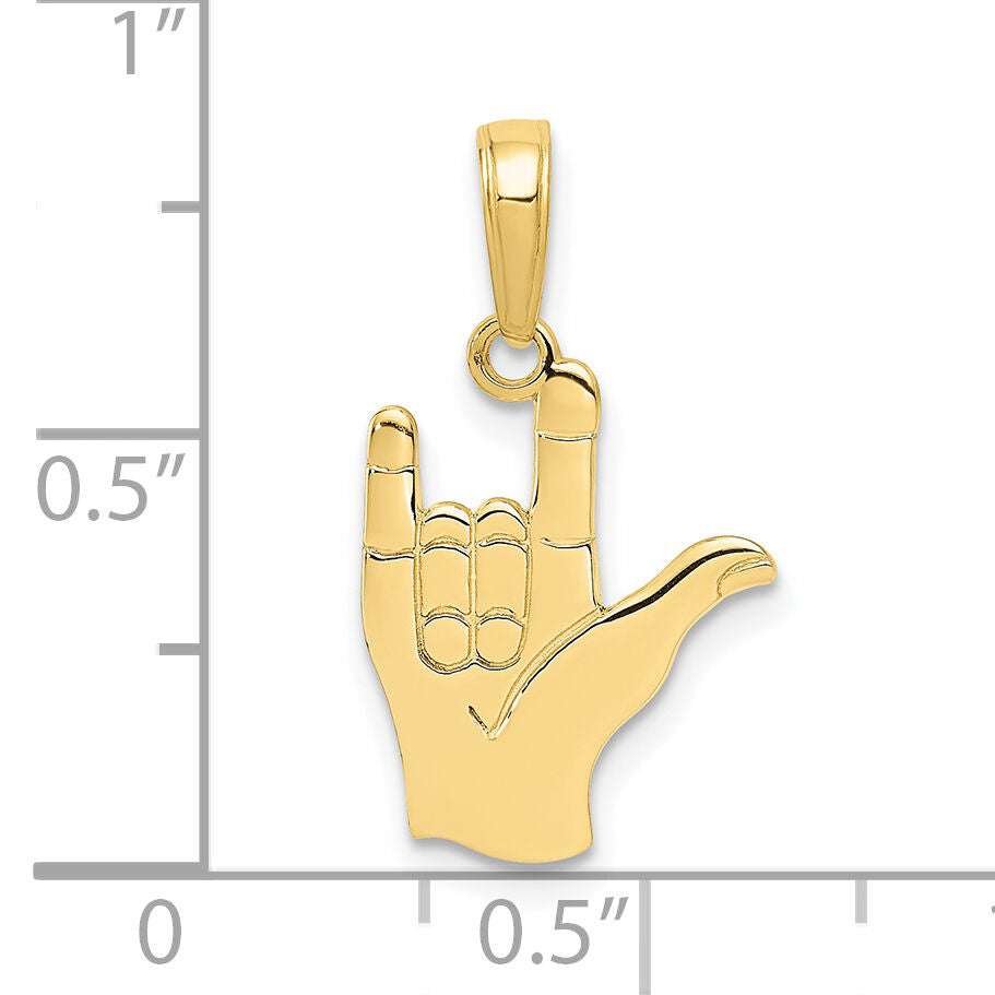 10K I Love You Hand/ Sign Language Pendant-10C3055