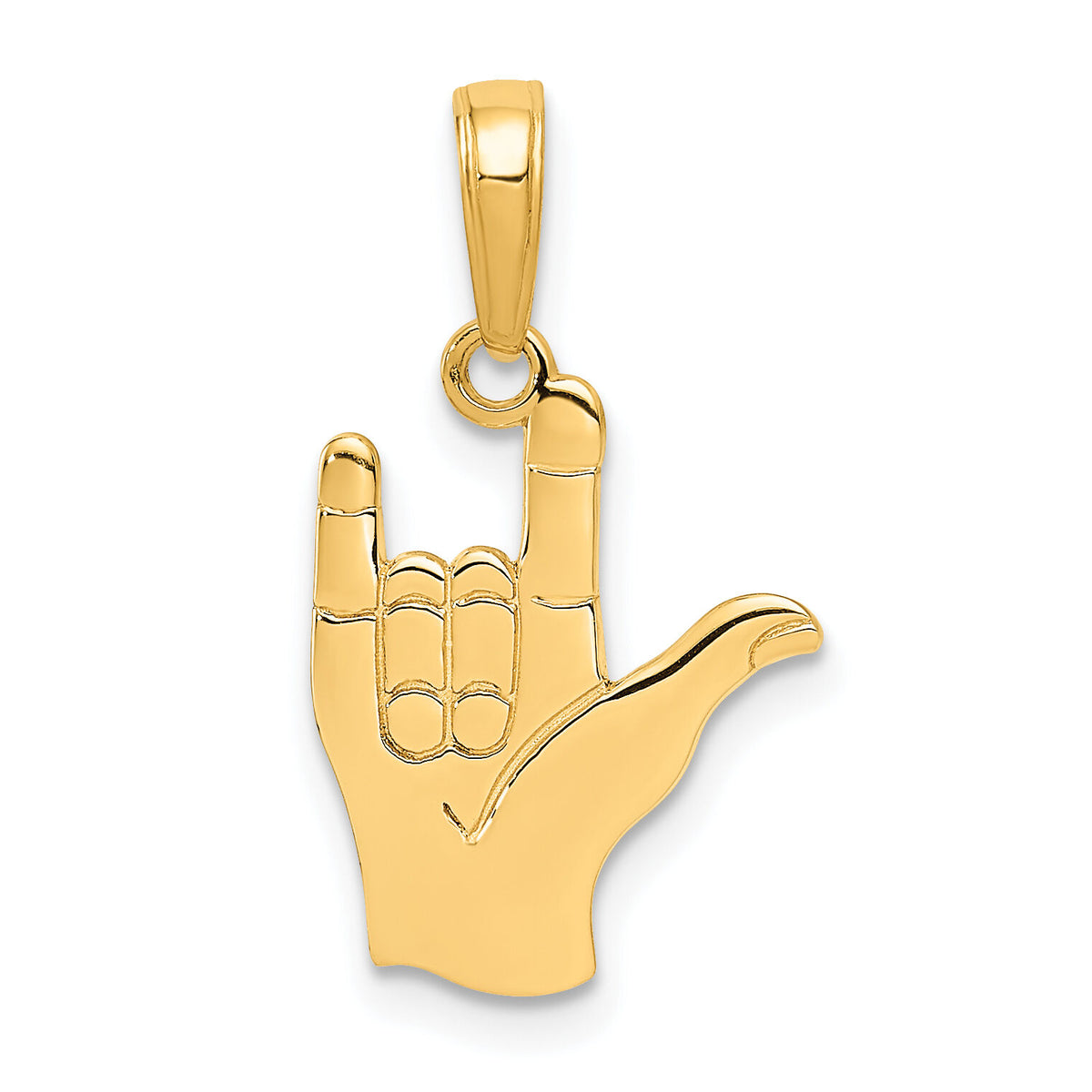 10K I Love You Hand/ Sign Language Pendant-10C3055