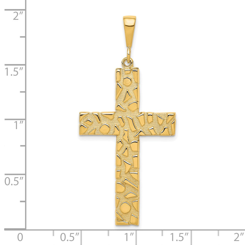 10k Polished Nugget Cross Pendant-10C306
