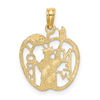 10k Cut-out NEW YORK w/Statue of Liberty in Apple Charm-10C3072