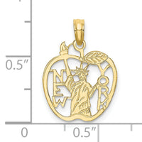 10k Cut-out NEW YORK w/Statue of Liberty in Apple Charm-10C3072