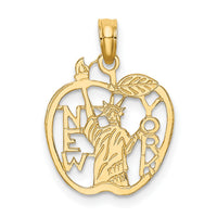 10k Cut-out NEW YORK w/Statue of Liberty in Apple Charm-10C3072