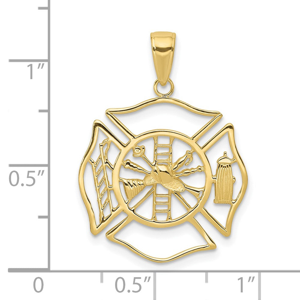 10k Fireman Shield Pendant-10C3108