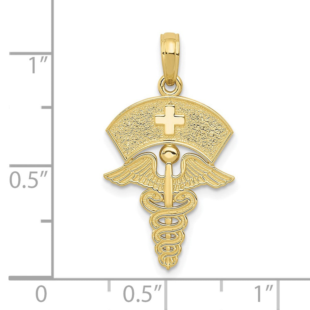 10k Caduceus w/Nurses Cap Pendant-10C3114