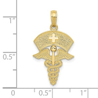 10k Caduceus w/Nurses Cap Pendant-10C3114