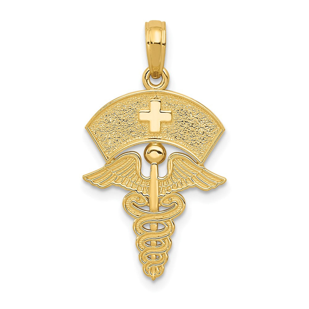 10k Caduceus w/Nurses Cap Pendant-10C3114