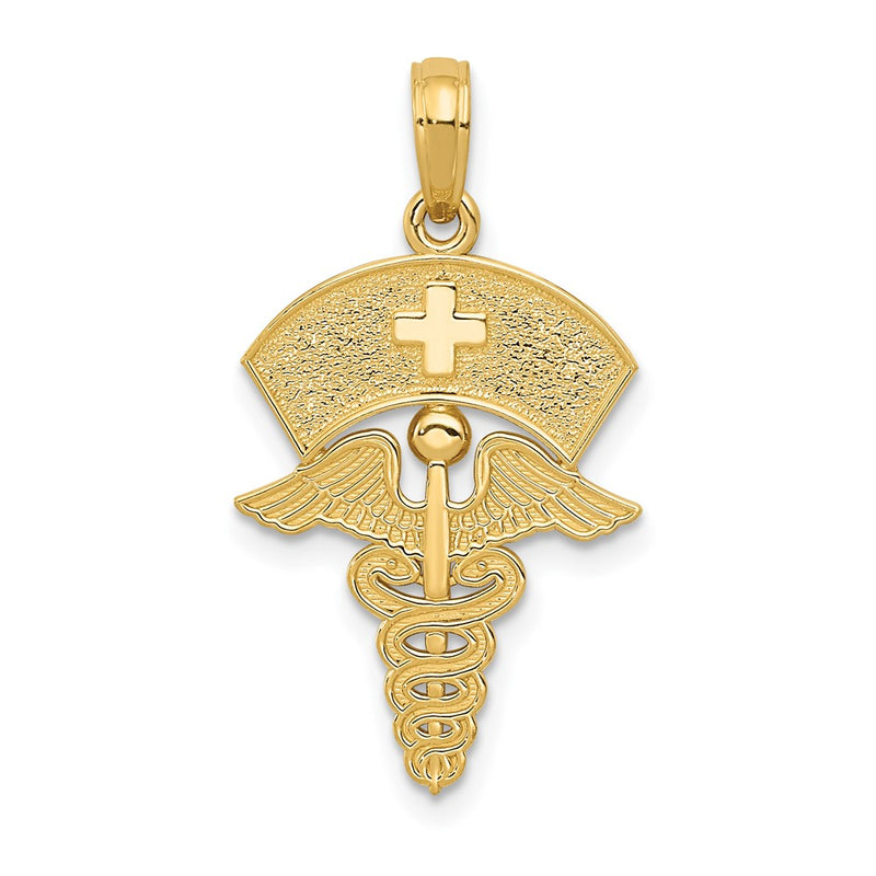 10k Caduceus w/Nurses Cap Pendant-10C3114