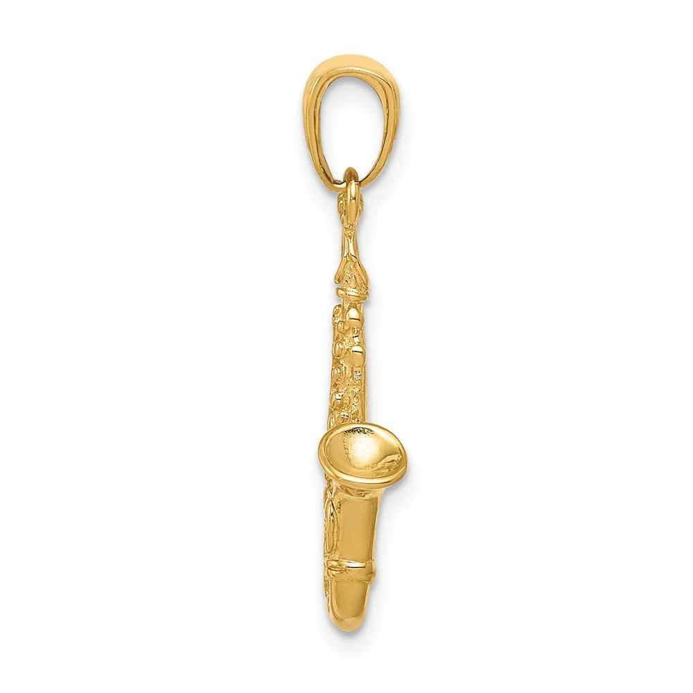 10k 3-D Saxophone Pendant-10C3135