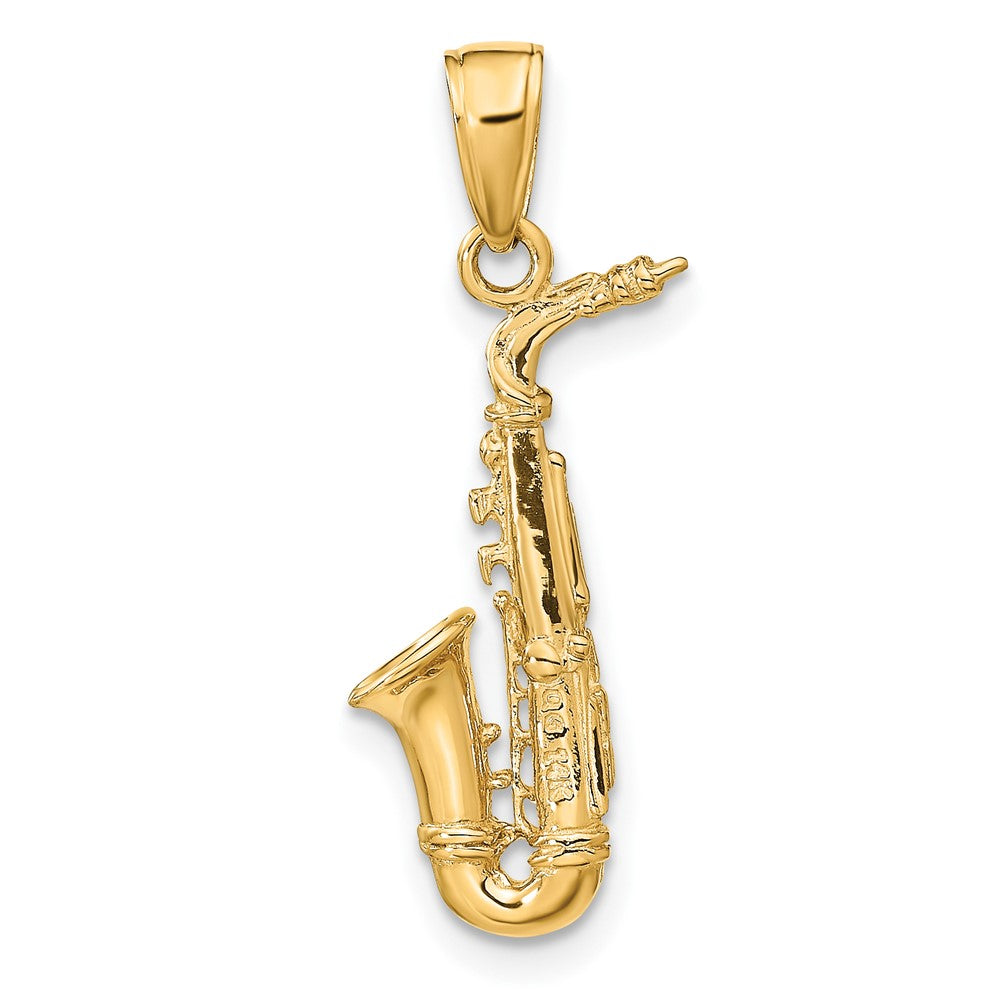 10k 3-D Saxophone Pendant-10C3135