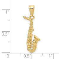 10k 3-D Saxophone Pendant-10C3135