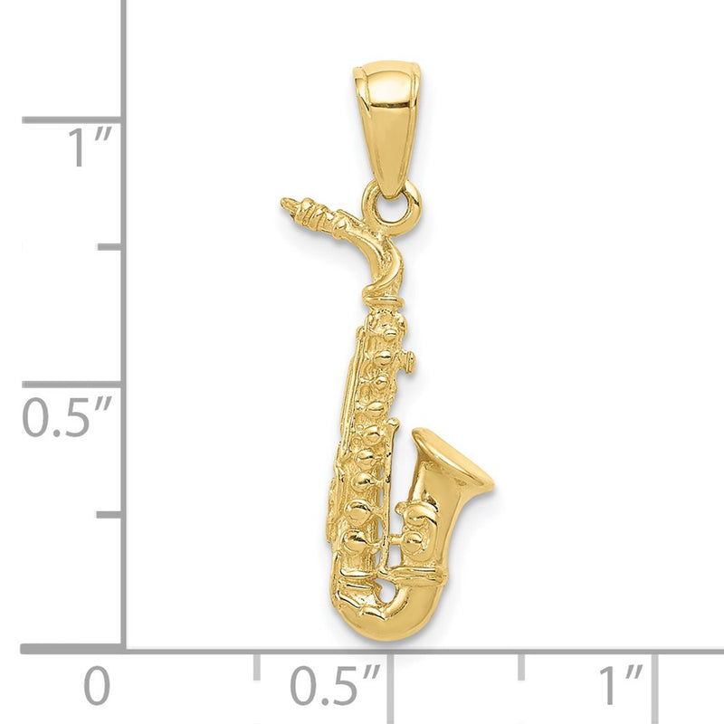 10k 3-D Saxophone Pendant-10C3135