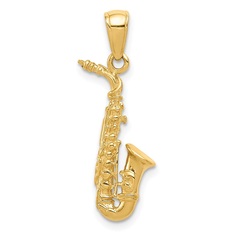 10k 3-D Saxophone Pendant-10C3135