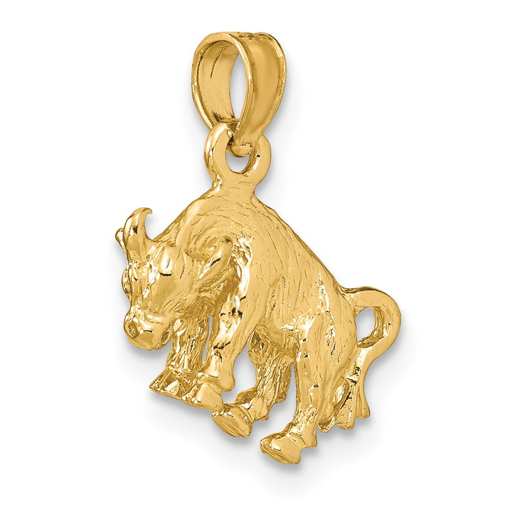 10K 3-D Taurus Zodiac Pendant-10C3144