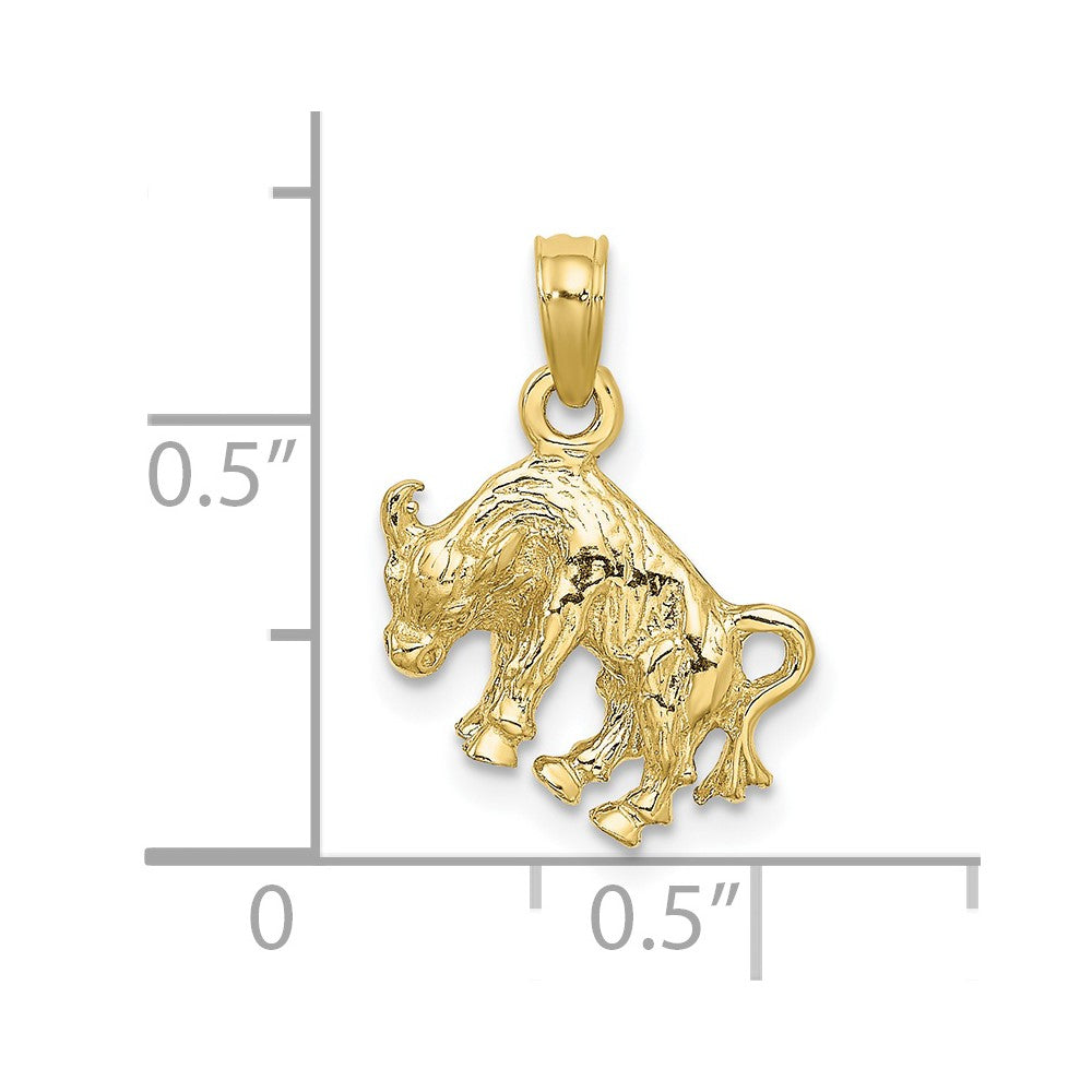 10K 3-D Taurus Zodiac Pendant-10C3144