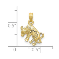 10K 3-D Taurus Zodiac Pendant-10C3144