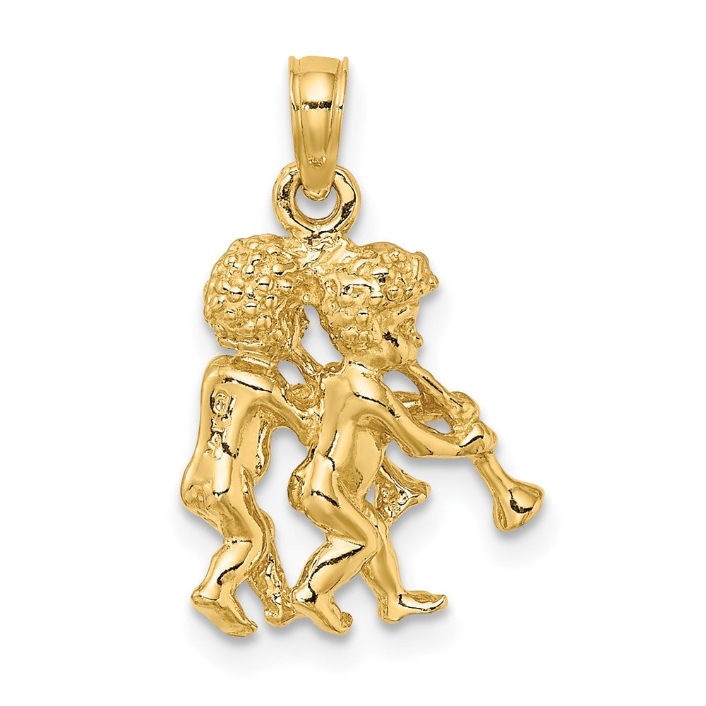 10K 3-D Gemini Zodiac Pendant-10C3145