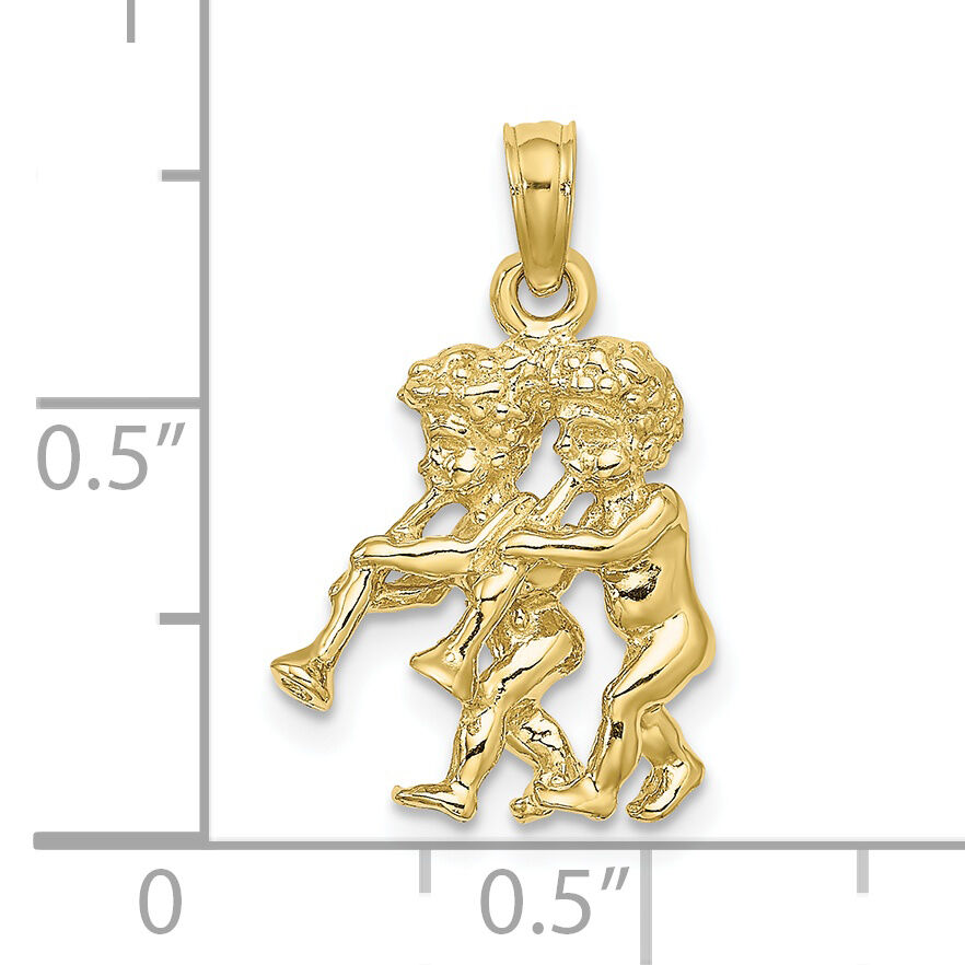 10K 3-D Gemini Zodiac Pendant-10C3145