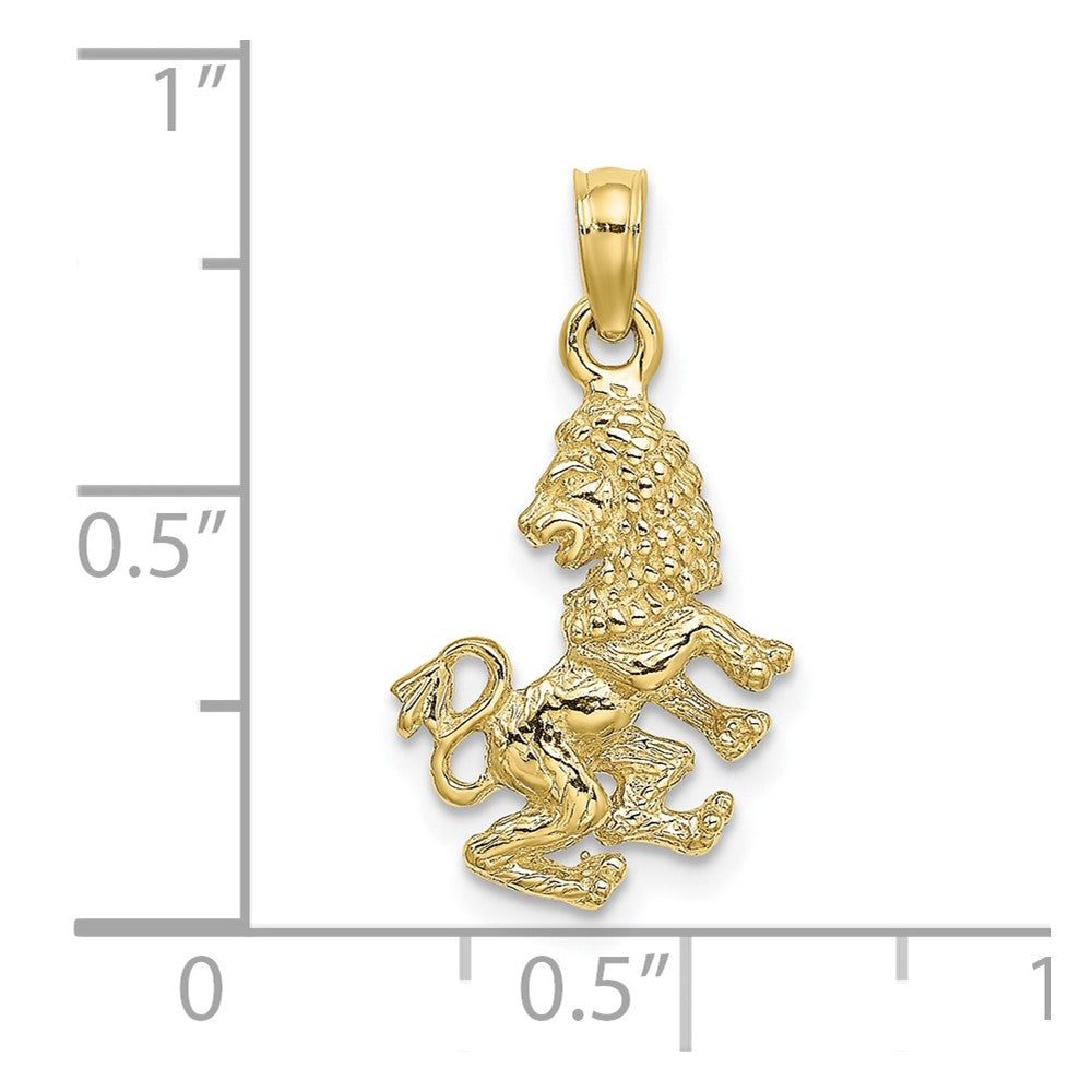 10K 3-D Leo Zodiac Pendant-10C3147