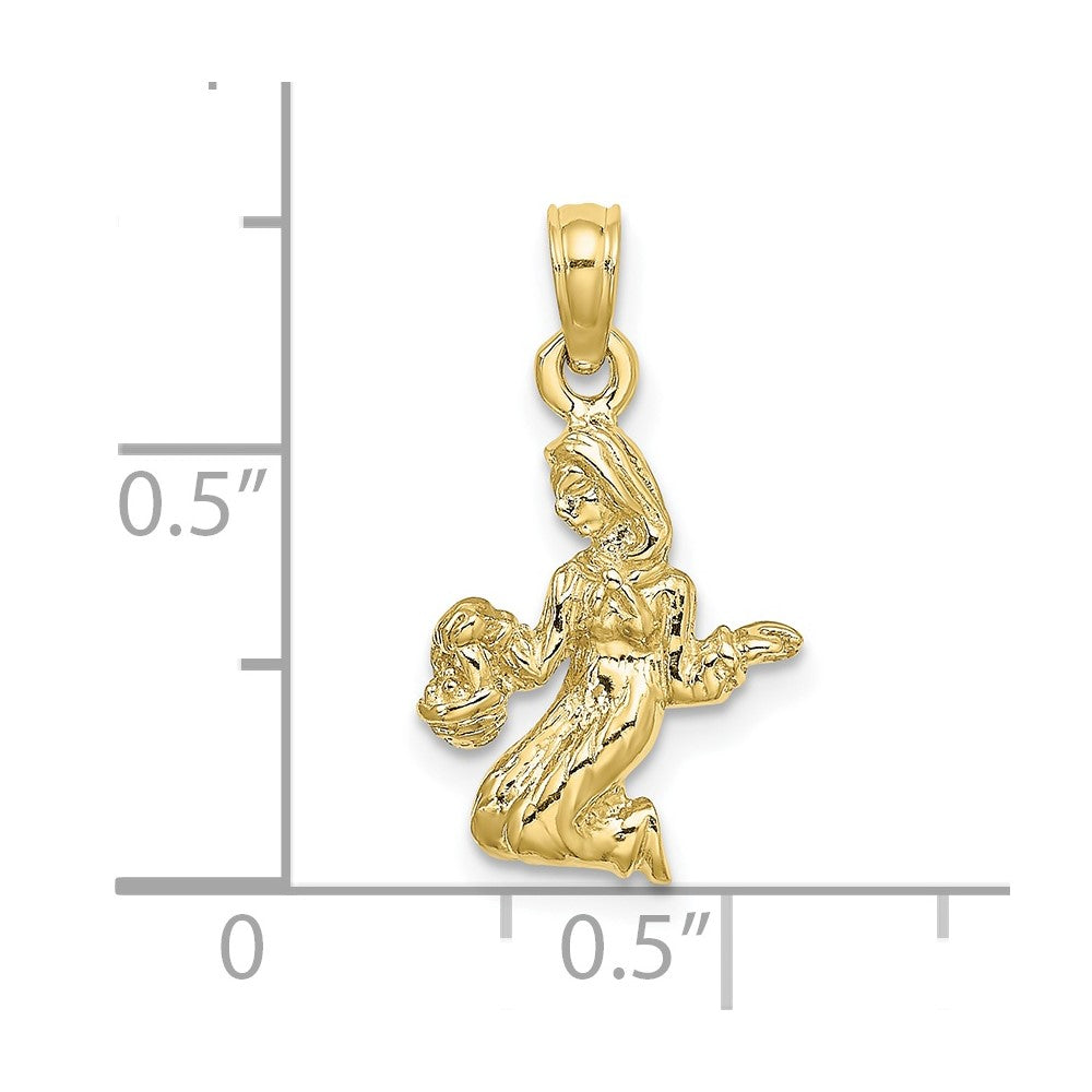 10K 3-D Virgo Zodiac Pendant-10C3148