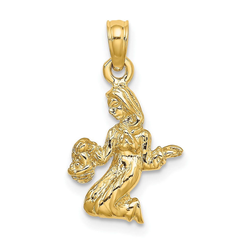 10K 3-D Virgo Zodiac Pendant-10C3148