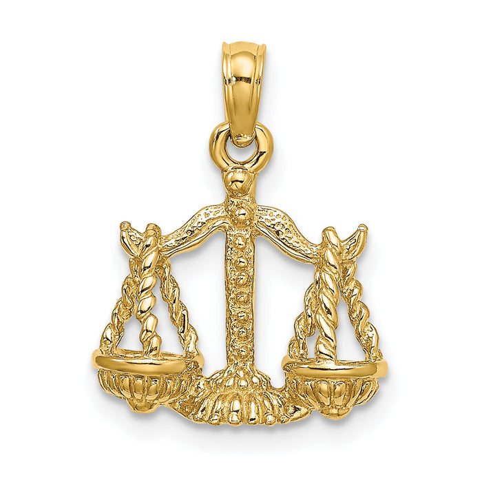 10K 3-D Libra Zodiac Pendant-10C3149