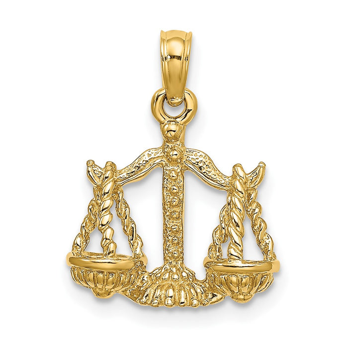 10K 3-D Libra Zodiac Pendant-10C3149