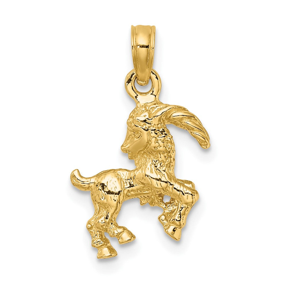 10K 3-D Capricorn Zodiac Pendant-10C3152