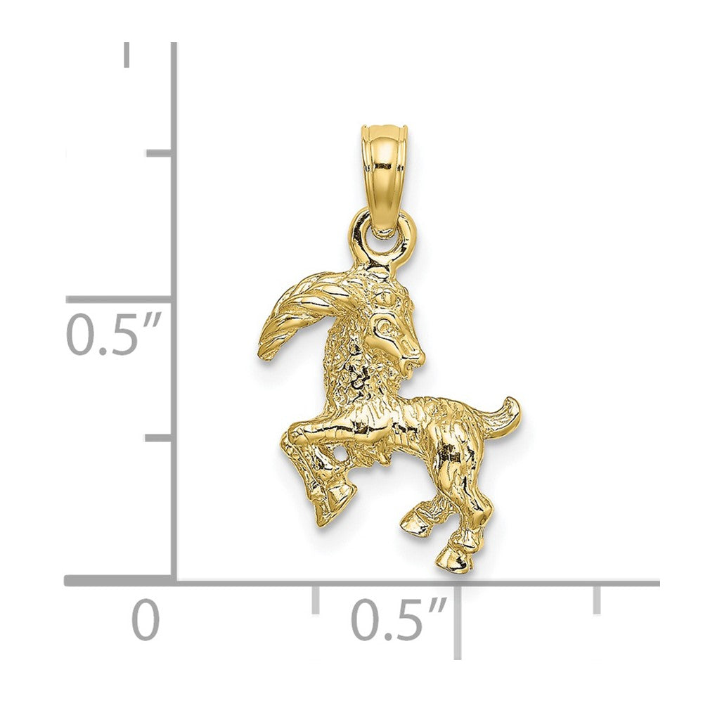 10K 3-D Capricorn Zodiac Pendant-10C3152