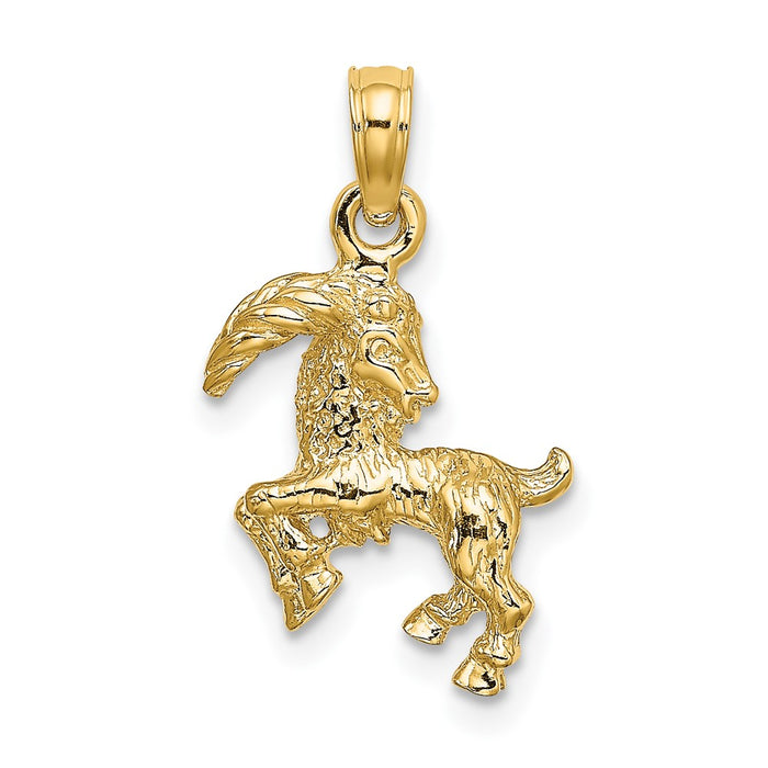 10K 3-D Capricorn Zodiac Pendant-10C3152