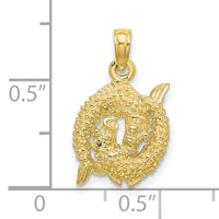 10K 3-D Pisces Zodiac Pendant-10C3154