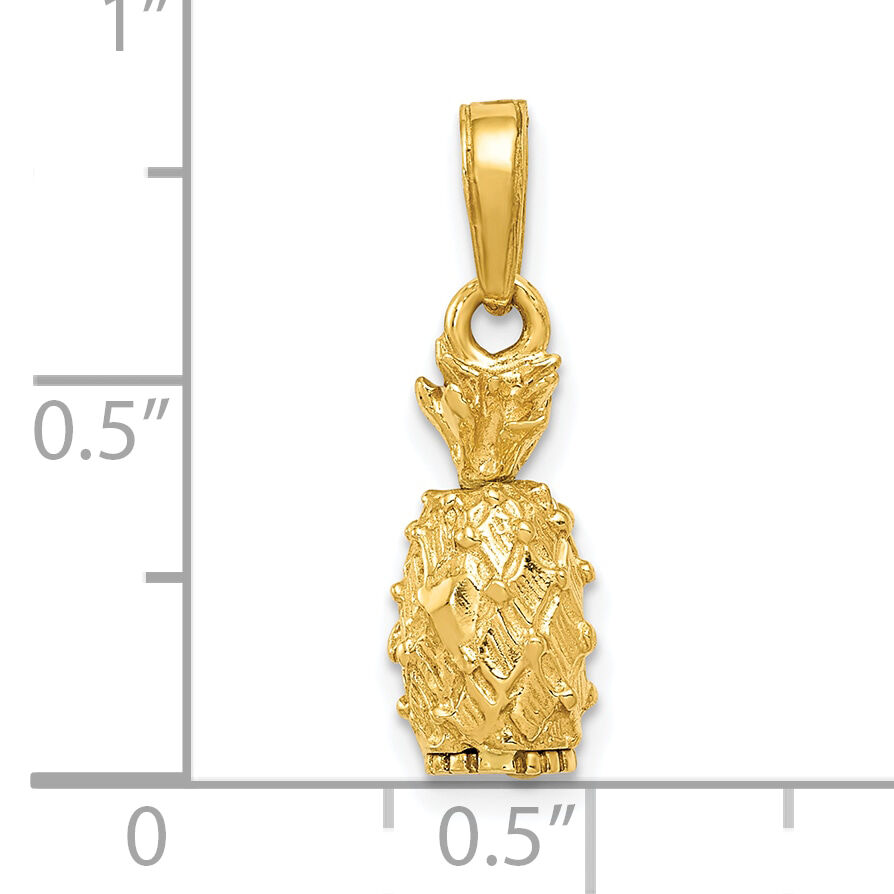 10k 3-D Pineapple Pendant-10C3204