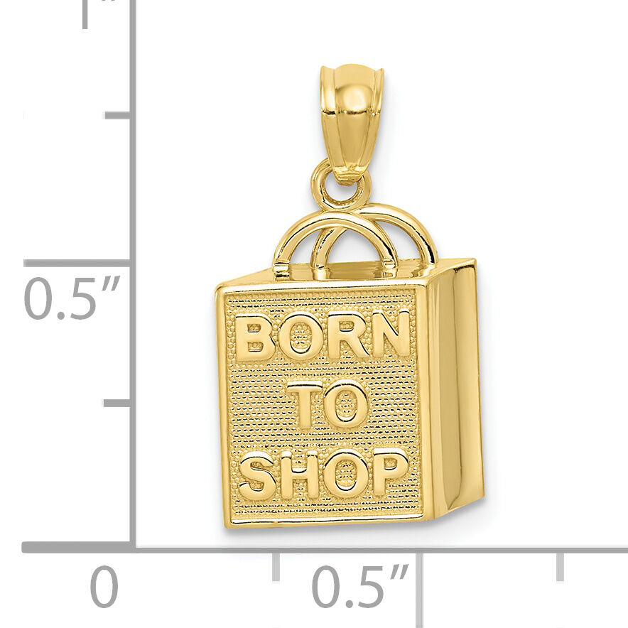 10k Shopping Bag "Born to Shop" Pendant-10C3217