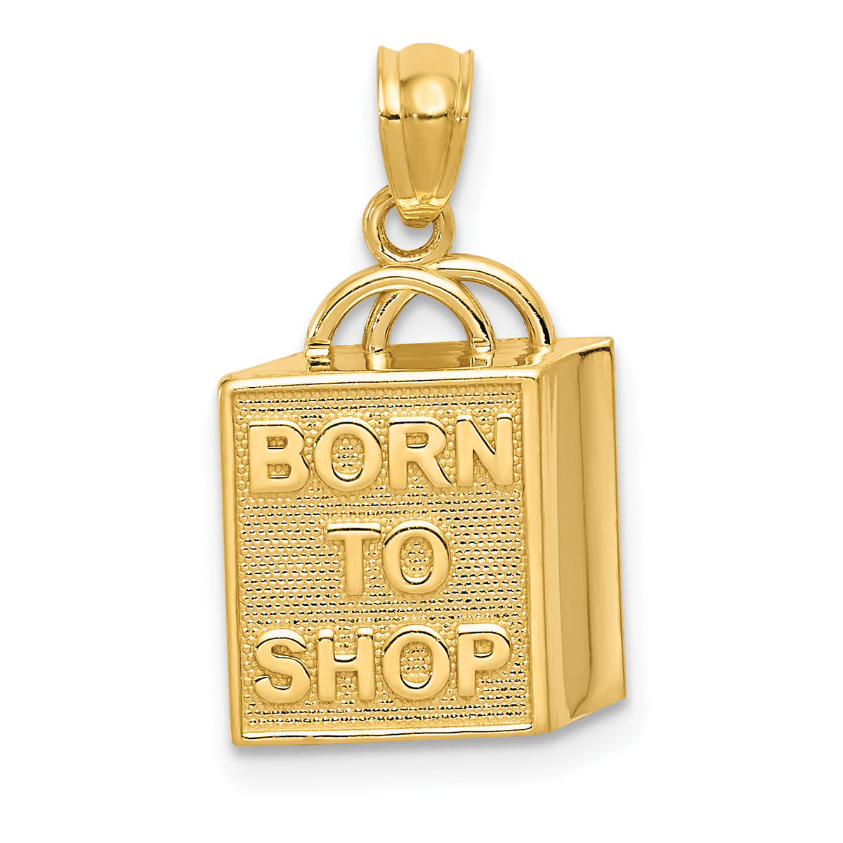 10k Shopping Bag "Born to Shop" Pendant-10C3217