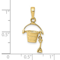 10k 3-D Beach Bucket with Shovel Charm-10C3305