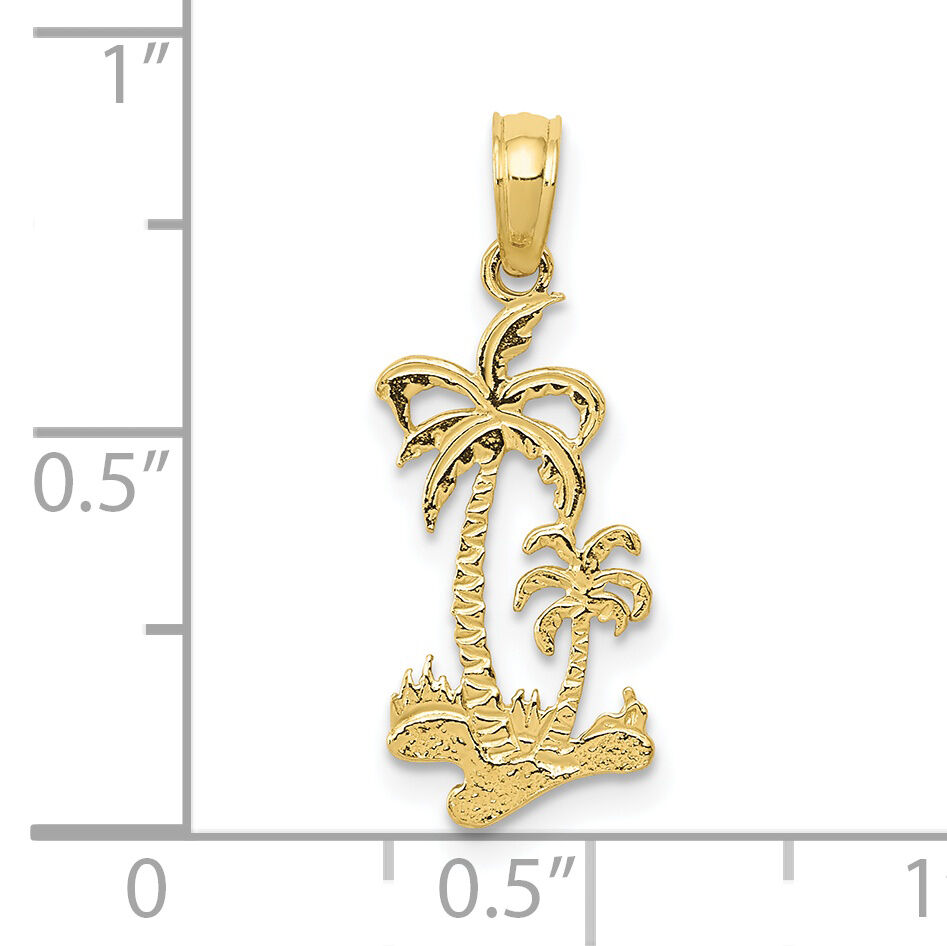 10K Double Palm Trees Pendant-10C3324