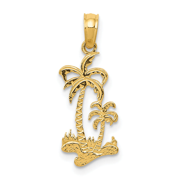 10K Double Palm Trees Pendant-10C3324