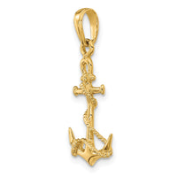10K 3-D Anchor w/Shackle and Entwined Rope Pendant-10C3344