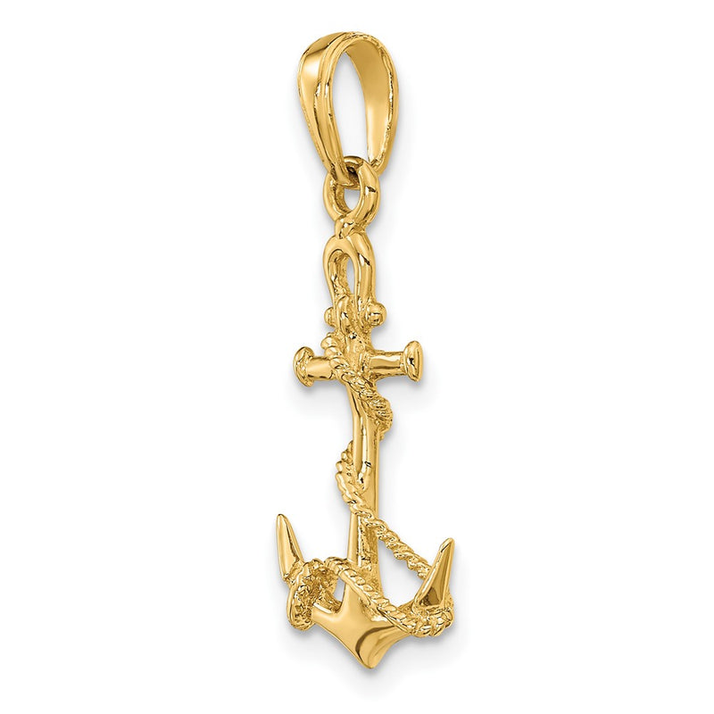 10K 3-D Anchor w/Shackle and Entwined Rope Pendant-10C3344