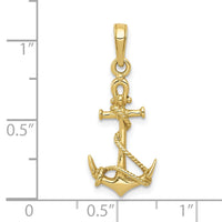 10K 3-D Anchor w/Shackle and Entwined Rope Pendant-10C3344