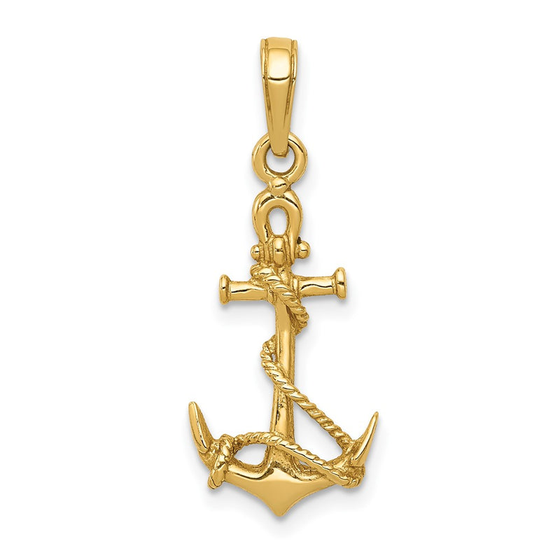 10K 3-D Anchor w/Shackle and Entwined Rope Pendant-10C3344