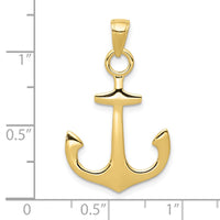 10k 3-D Anchor Pendant-10C3345