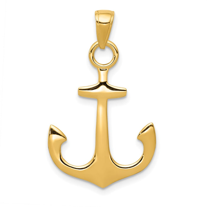 10k 3-D Anchor Pendant-10C3345