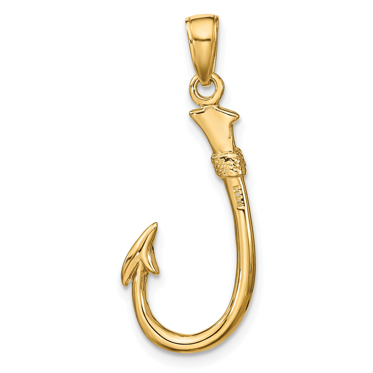 10K 3D Fish Hook Pendant-10C3349
