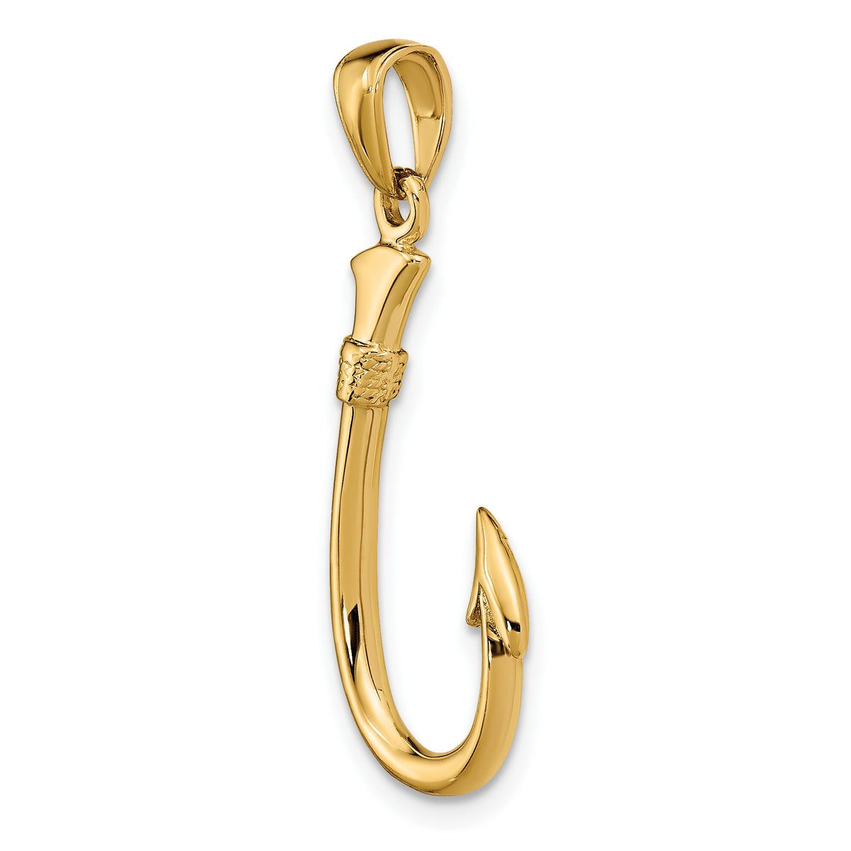 10K 3D Fish Hook Pendant-10C3349