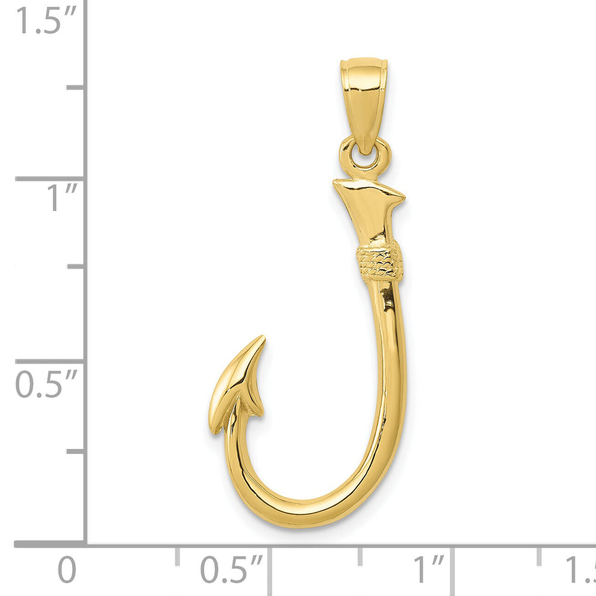 10K 3D Fish Hook Pendant-10C3349
