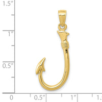 10K 3D Fish Hook Pendant-10C3349