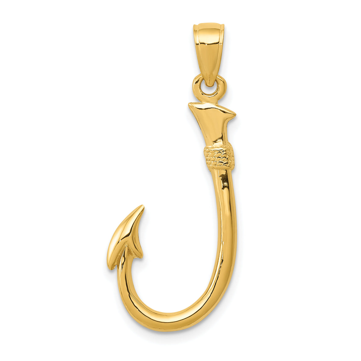 10K 3D Fish Hook Pendant-10C3349